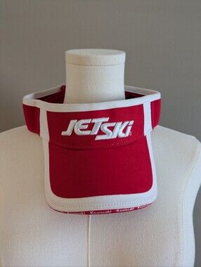 Kawasaki Jet Ski Logo Embroidered Red & White Adjustable Sun Visor Hat
